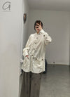 Mutedance 24 Spring/Summer Tussah Silk/Linen Round Neck Jacket Shirt Series MD-MD24SS175-hui hoary PM134